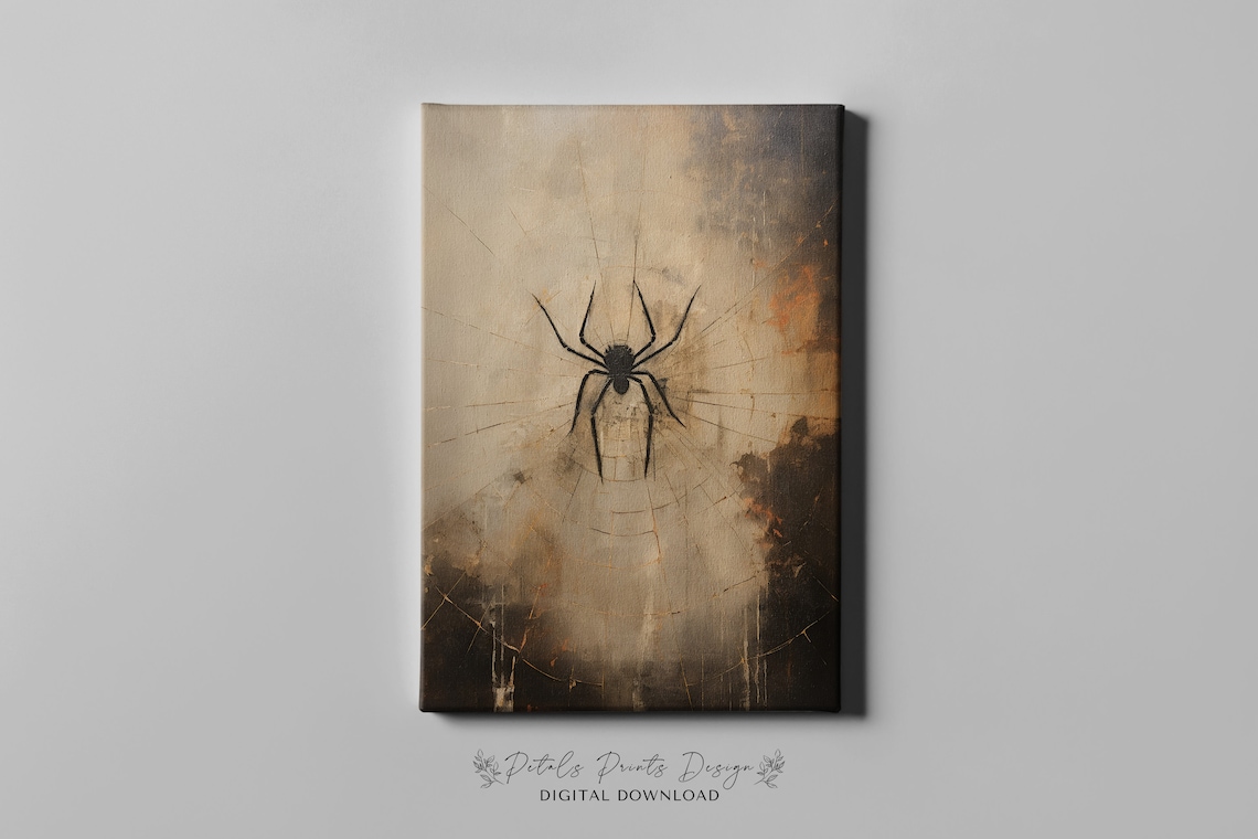 Vintage Spider Halloween Art Print, Rustic Decor - Image 3