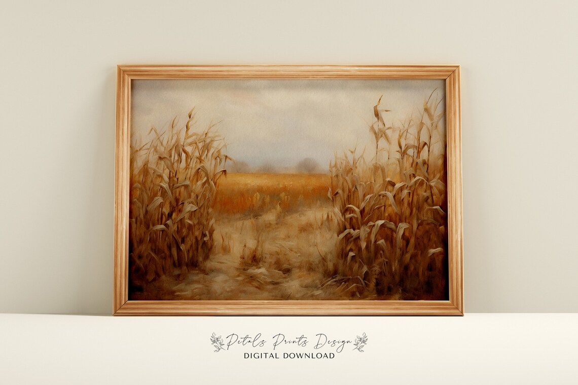 Rustic Fall Corn Field Still Life Art Print
