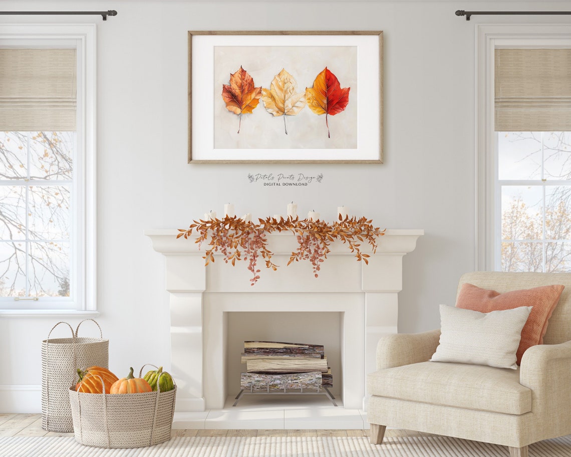 Pressed Autumn Leaves Trio Watercolor Botanical Fall Art Print - Image 2