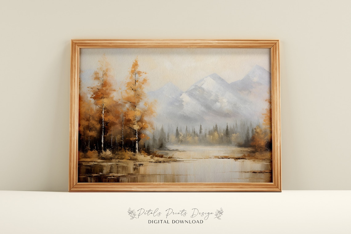 Rustic Fall Landscape Vintage Autumn Art Print
