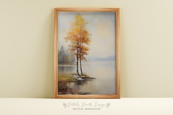 Rustic Fall Landscape, Vintage Autumn Farmhouse Print