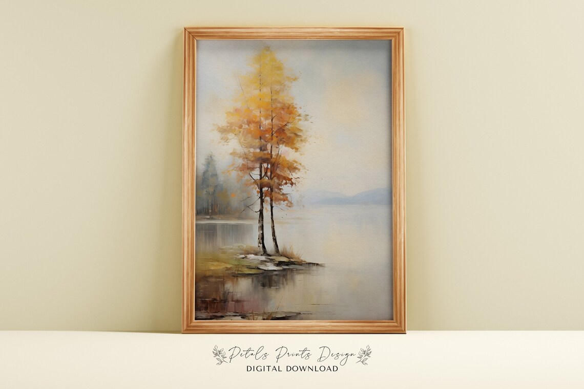 Rustic Fall Landscape, Vintage Autumn Farmhouse Print