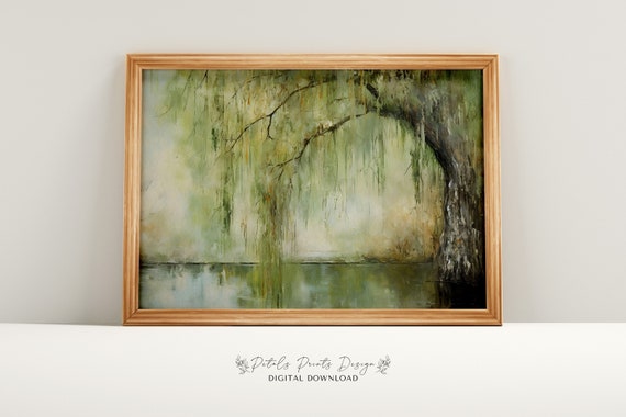 Tree Emerald Art Print Vintage Oil Painting Cottagecore Wall Art Decor Farmhouse Print Garden Art Print 2024