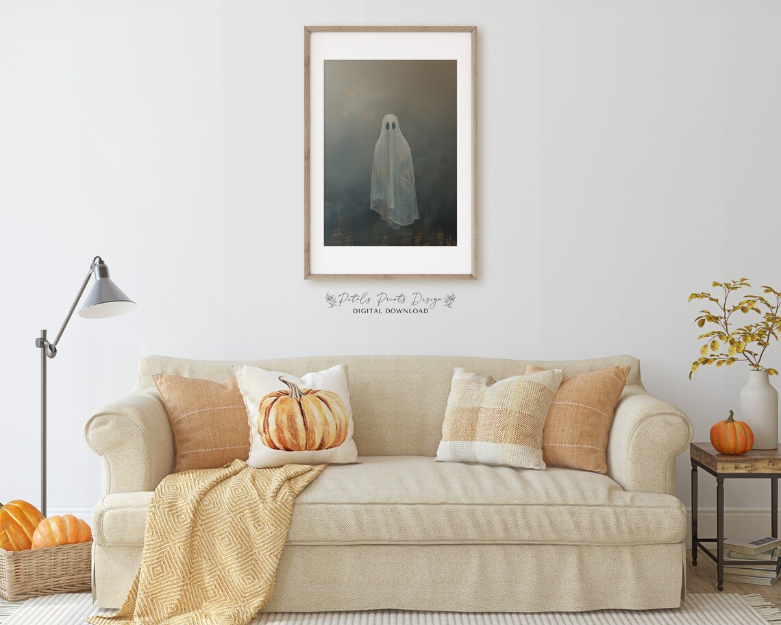 Halloween Ghost Rustic Vintage Style Art Print - Image 2