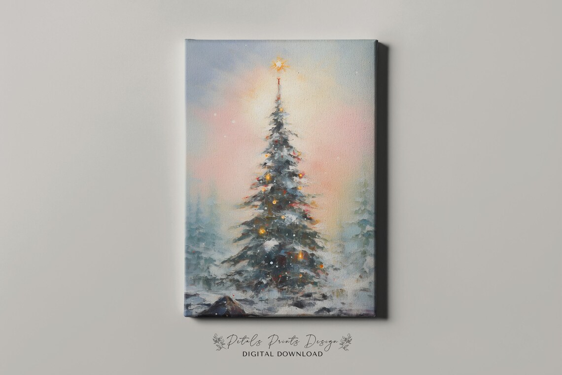 Vintage Christmas Trees Art Print, Rustic Holiday Decor - Image 4
