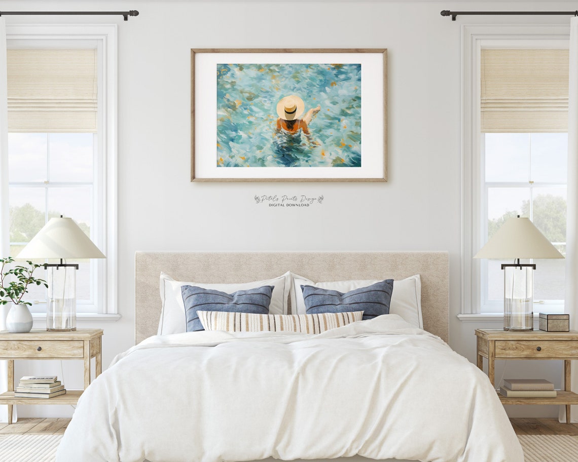 Woman in Straw Hat Floating on Turquoise Water Vacation Poster - Image 2