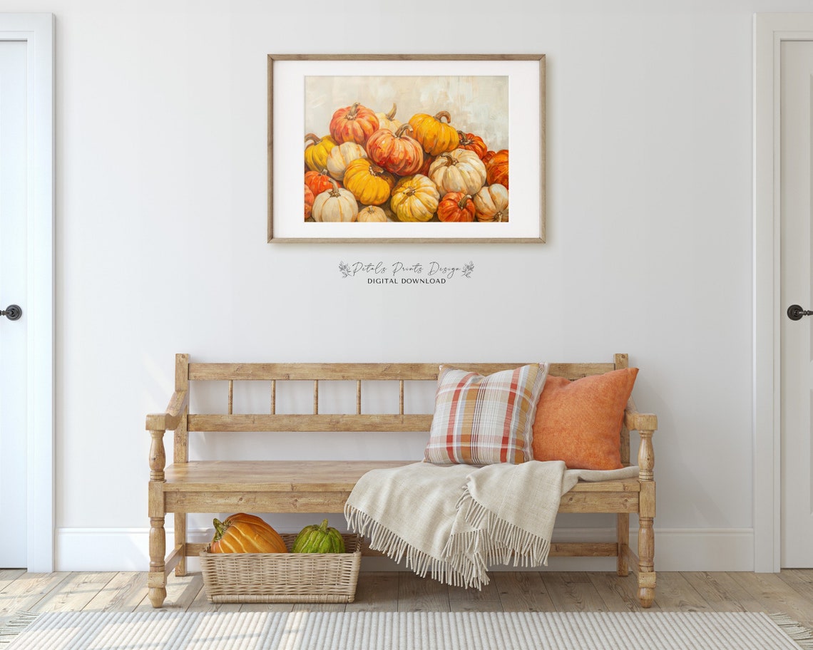 Harvest Pumpkin Patch Autumn Oil Painting Fall Still Life Poster - Image 4
