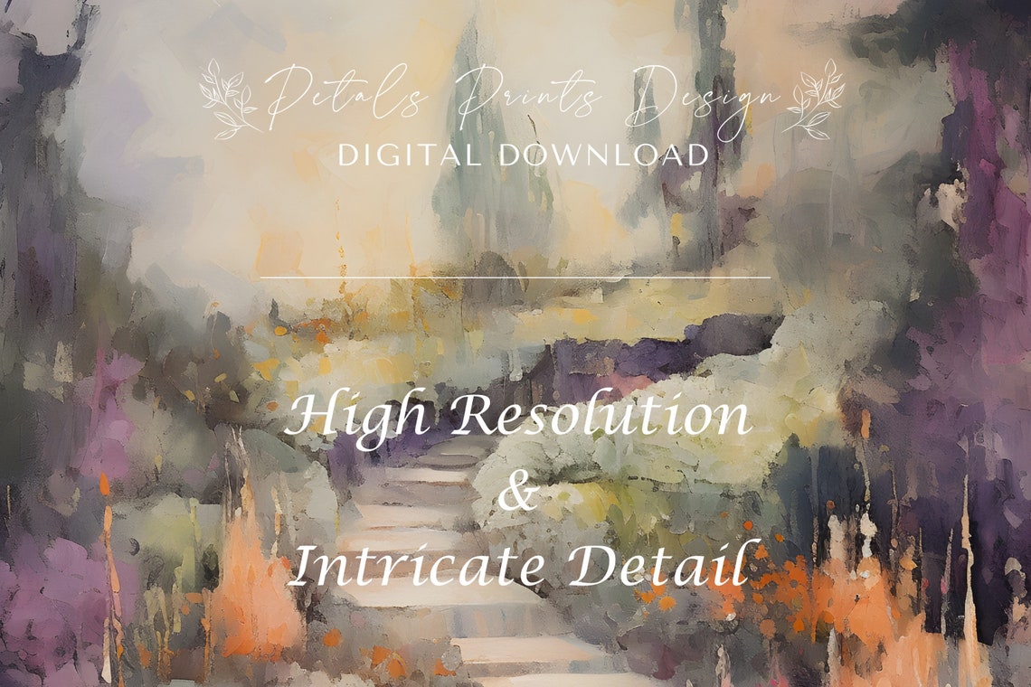 Stone Steps Path Through Lavender Garden Impressionist Art Poster - Image 3