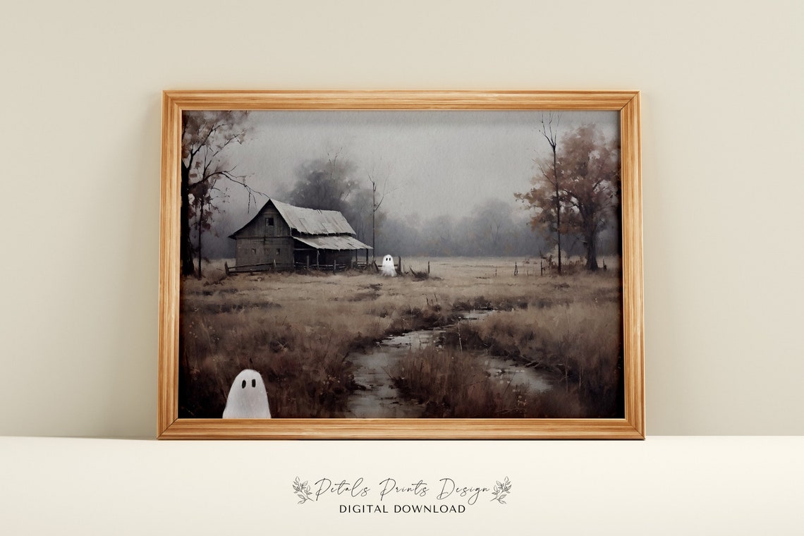 Vintage Halloween Art Print, Spooky Farmhouse Decor