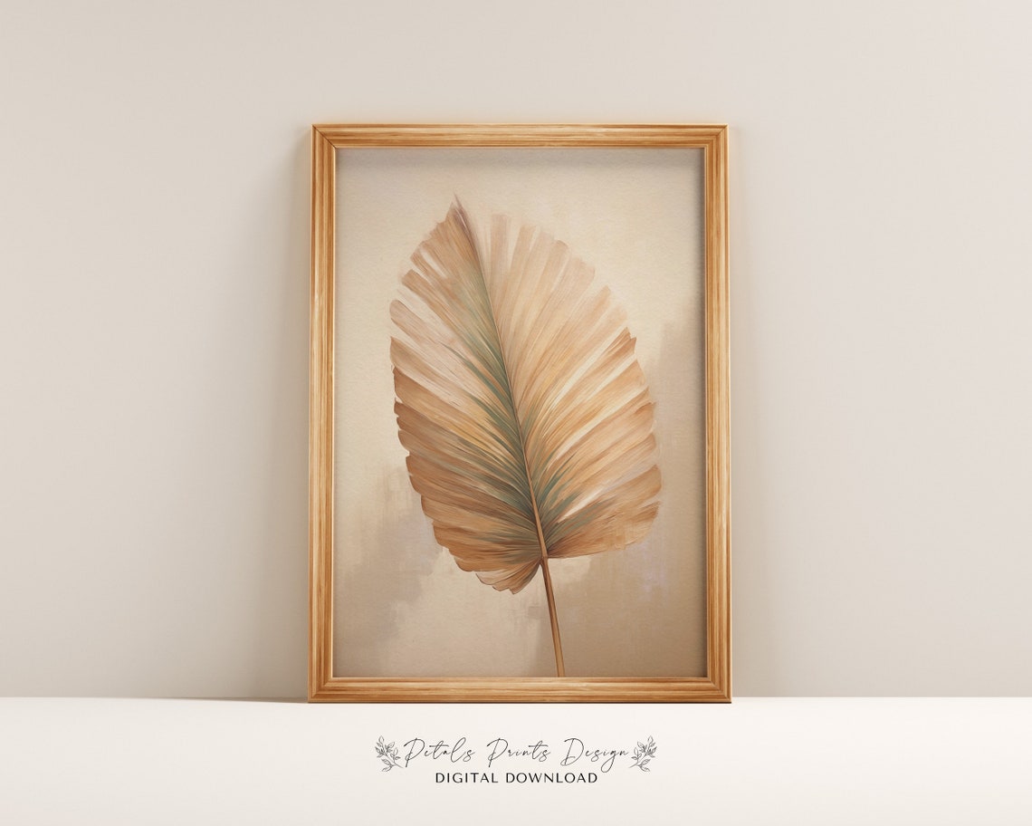 Dried Palm Leaf Neutral Beige Botanical Minimalist Style Poster