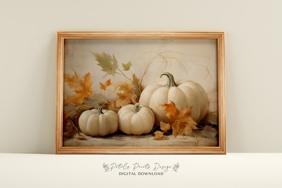 Pumpkin Still Life Painting Rustic Autumn Art Print