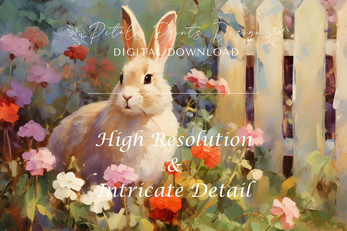 Bunny Among Colorful Wildflowers by White Picket Fence Poster - Image 3