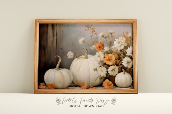 Pumpkin Still Life Vintage Autumn Wall Art Print
