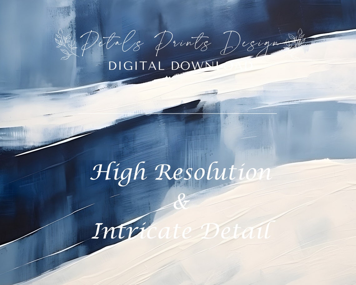 Navy Blue White Diagonal Brushstroke Bold Abstract Art Poster - Image 3