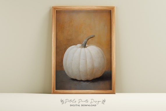 Vintage Pumpkin Still Life Painting Art Print