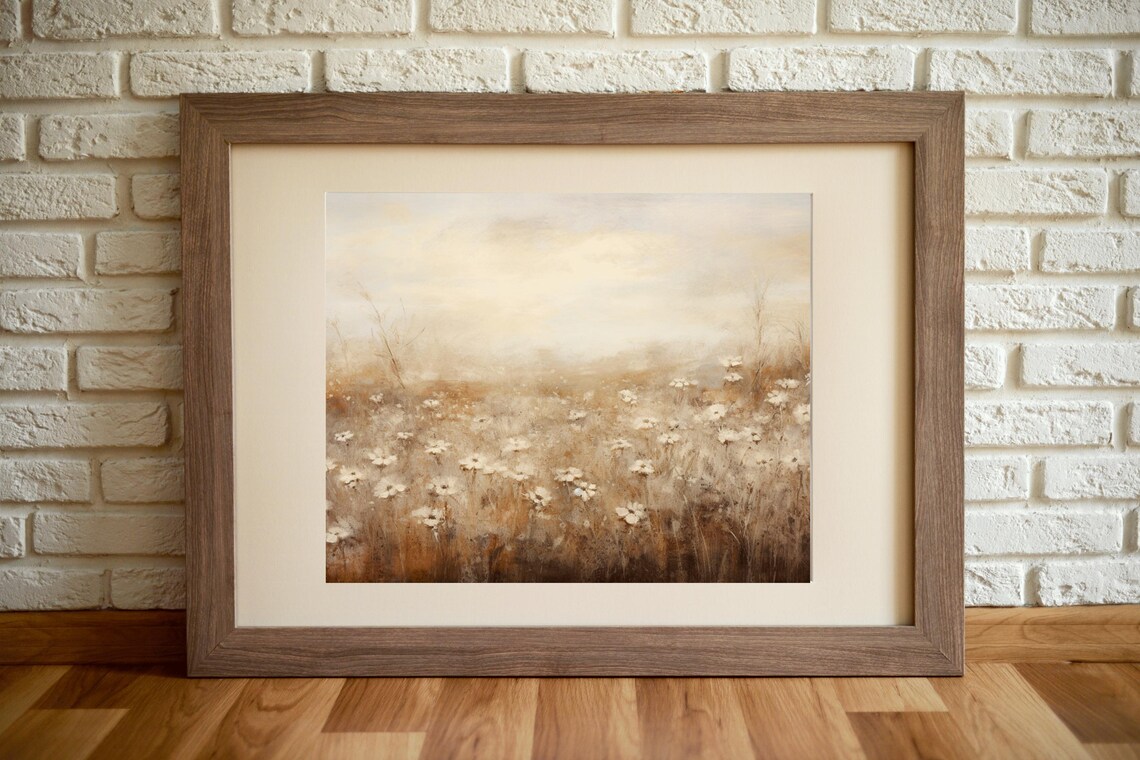 Wildflower Meadow White Daisies Warm Golden Haze Vintage Floral Art Poster - Image 4
