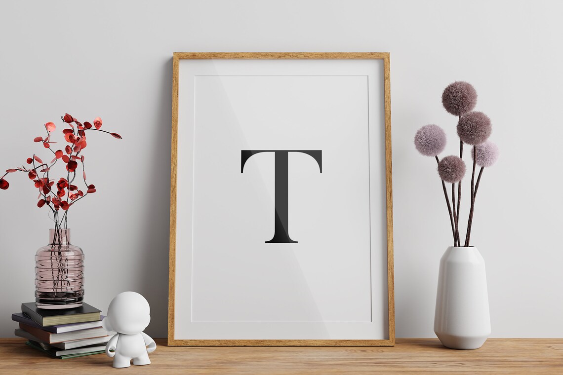Letter T Bold Serif Monogram Initial Alphabet Minimalist Poster - Image 2