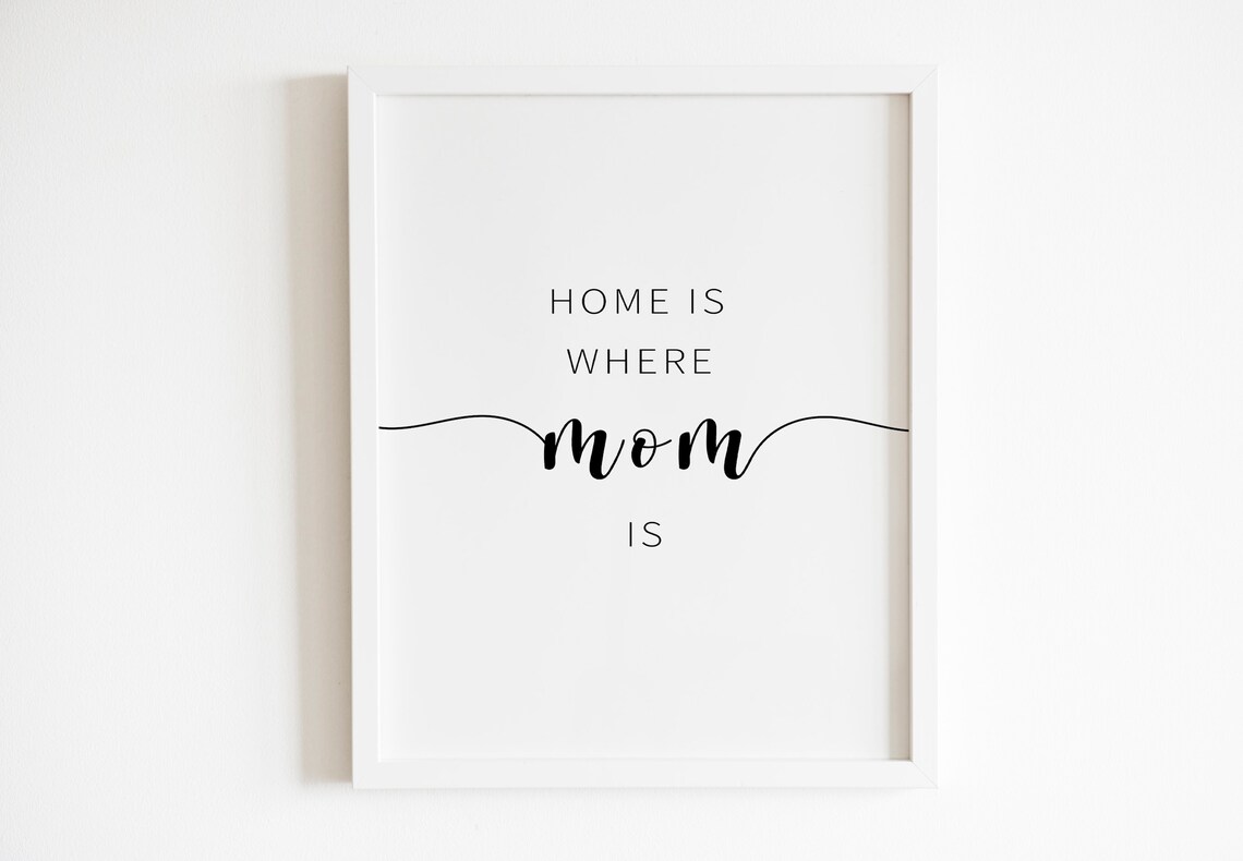 Home Is Where Mom Is Script Heartfelt Mothers Day Quote Poster