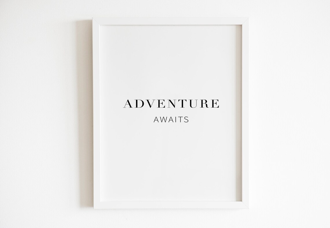 Adventure Awaits Motivational Travel Quote Minimalist Typography Poster