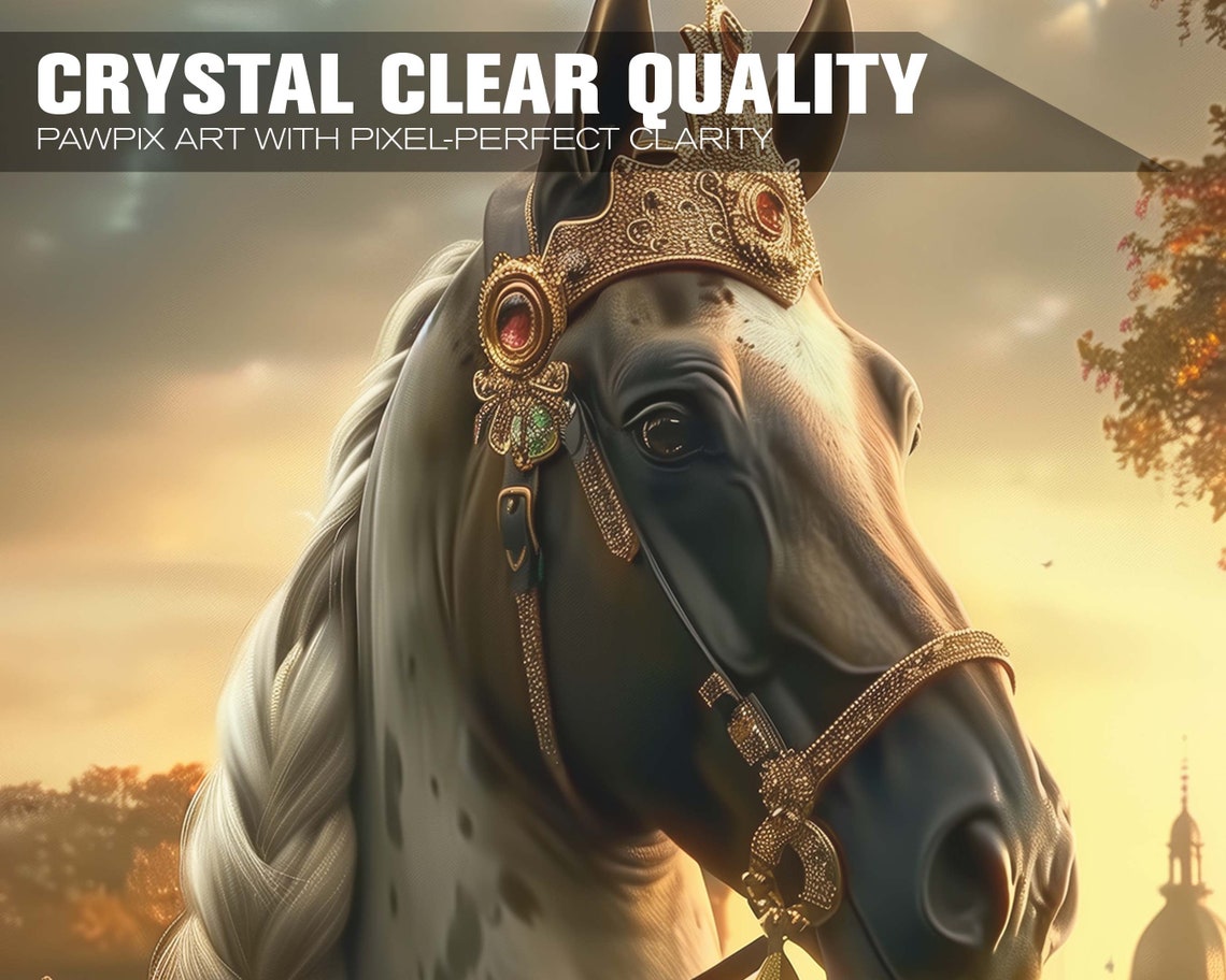 Crowned Horse Royal Baroque Portrait Majestic Stallion Wall Art Poster - Image 3
