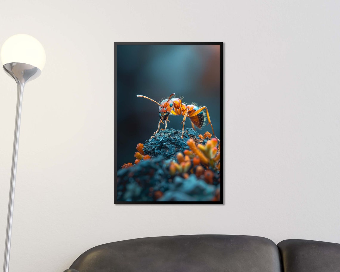 Orange Ant Macro Photography Close Up Insect Wildlife Wall Poster