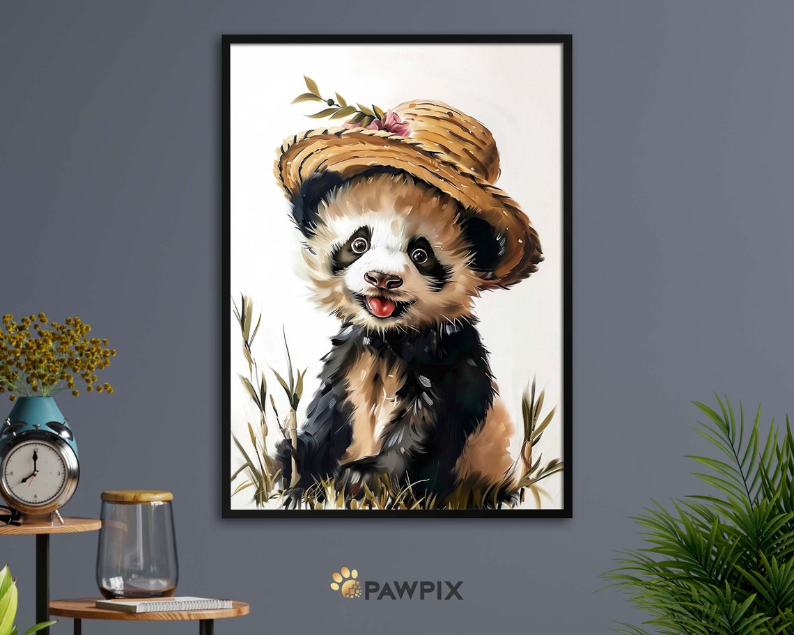 Dapper Duckling Straw Hat Cute Baby Duck Portrait Animal Print - Image 3
