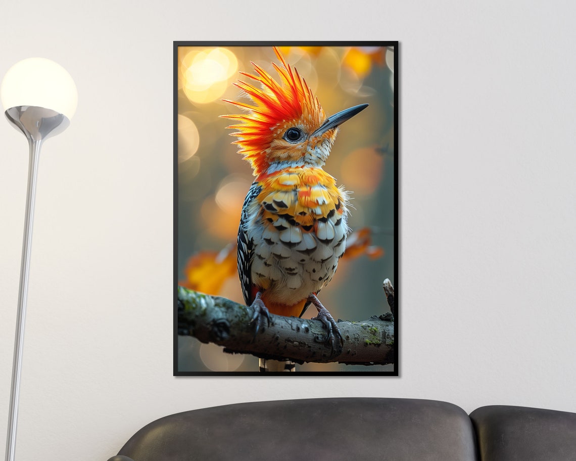 Hoopoe Bird Orange Crest Close Up Wildlife Birdwatcher Wall Poster - Image 3