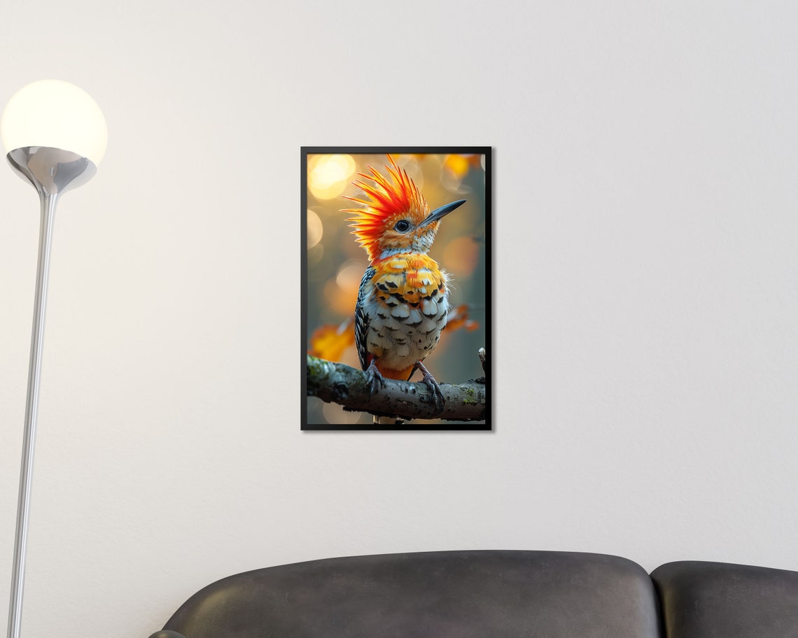 Hoopoe Bird Orange Crest Close Up Wildlife Birdwatcher Wall Poster - Image 2