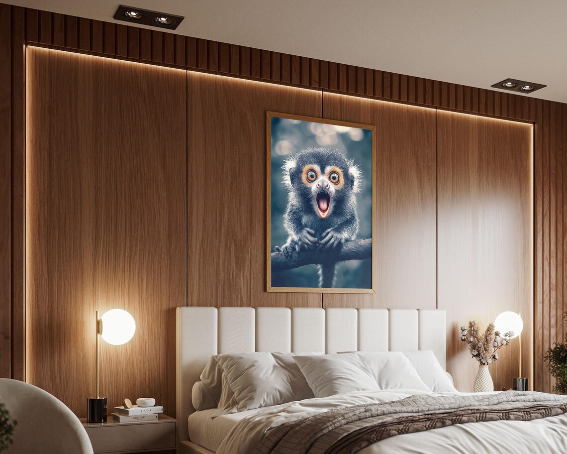 Surprised Baby Monkey Marmoset Open Mouth Cute Kids Room Art Poster - Image 2