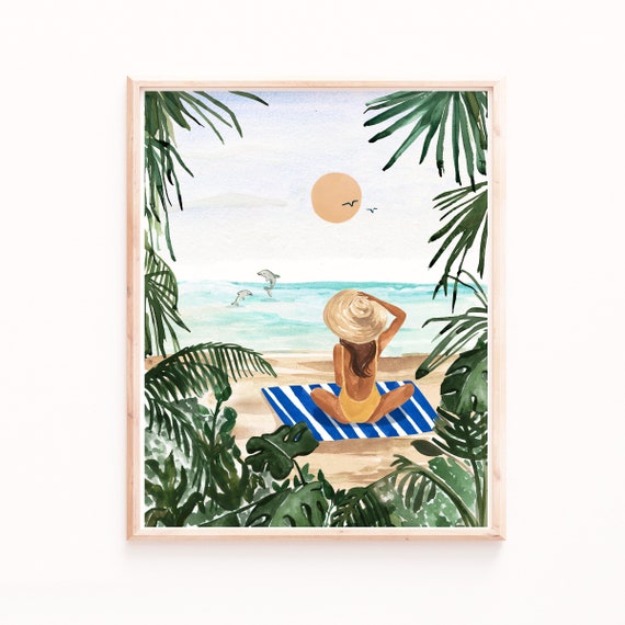 Boho Tropical Botanical Art Print, Summer Boho Decor