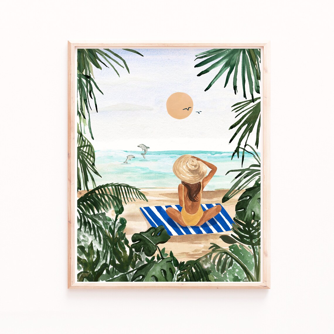 Boho Tropical Botanical Art Print, Summer Boho Decor