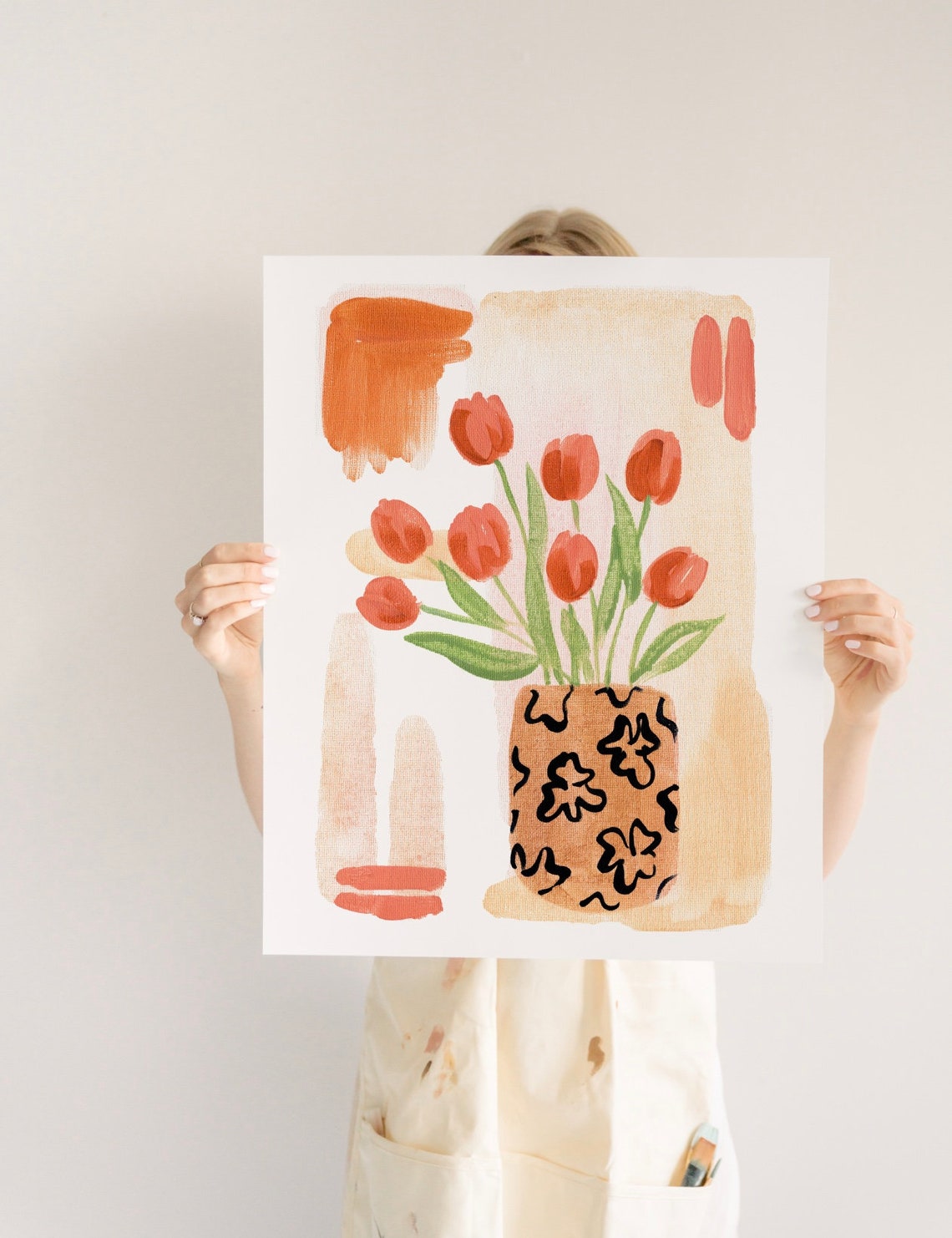 Tulips In A Vase Botanical Art Print - Image 2