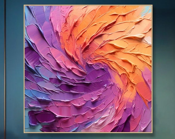Rhythmic Petalsbright And Bold Colored Paintings Impasto Technique Oil Art Modern Abstract Flower Wall Art Contemporary Home Decor