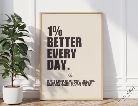 1 Better Every Day Motivational Poster Inspirational Wall Art Powerful Affirmation Success Quote