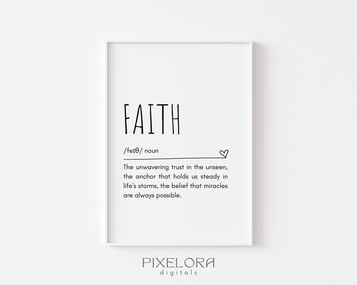 Faith Definition Wall Art Inspirational Quote Motivational Poster Personal Growth Home Decor