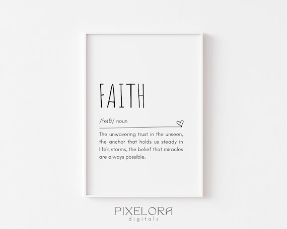Faith Definition Dictionary Style Inspirational Quote Wall Art
