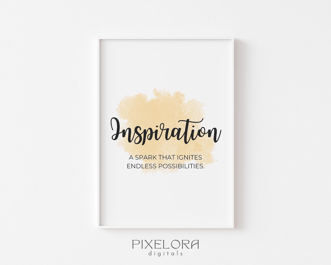 Inspiration Definition Script Quote Soft Tan Watercolor Motivational Poster