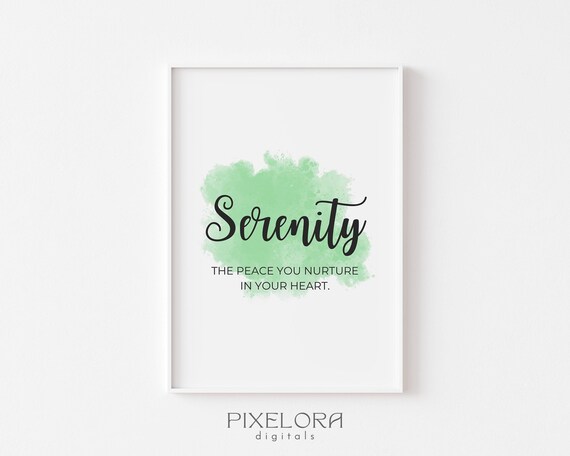 Serenity Definition Inspirational Quote Poster Motivational Wall Art Personal Growth Office Decor