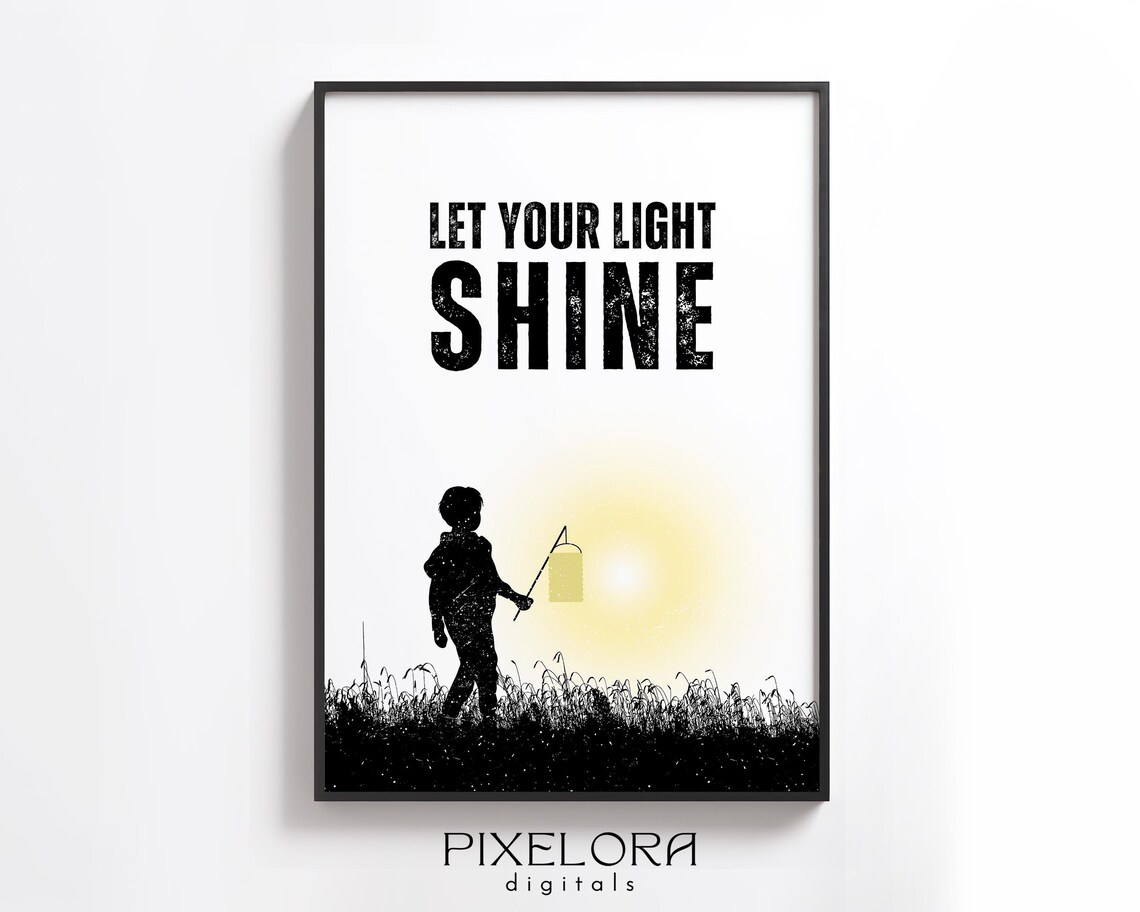 Let Your Light Shine Motivational Wall Art Inspirational Poster Encouraging Quote Office Decor