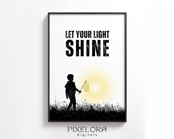 Let Your Light Shine Motivational Wall Art Inspirational Poster Encouraging Quote Office Decor