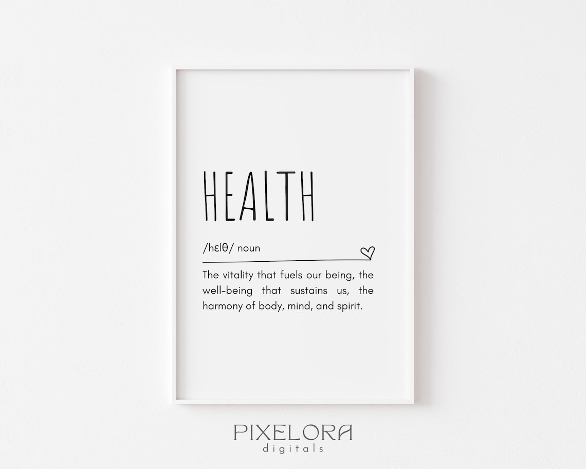 Health Definition Print Vitality Wellbeing Minimalist Inspirational Decor