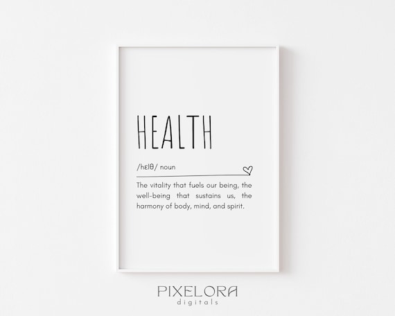 Health Definition Print Vitality Wellbeing Minimalist Inspirational Decor