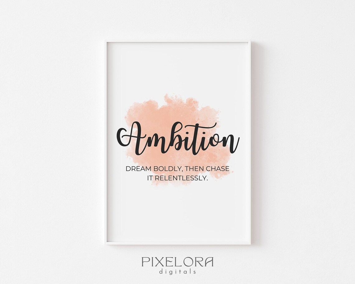 Ambition Definition Inspirational Quote Poster Motivational Wall Art Personal Growth Office Decor