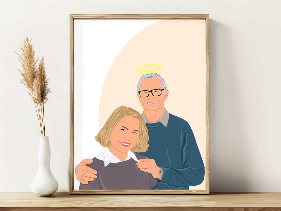 Custom Family Portrait From Photo, Memorial Art Print