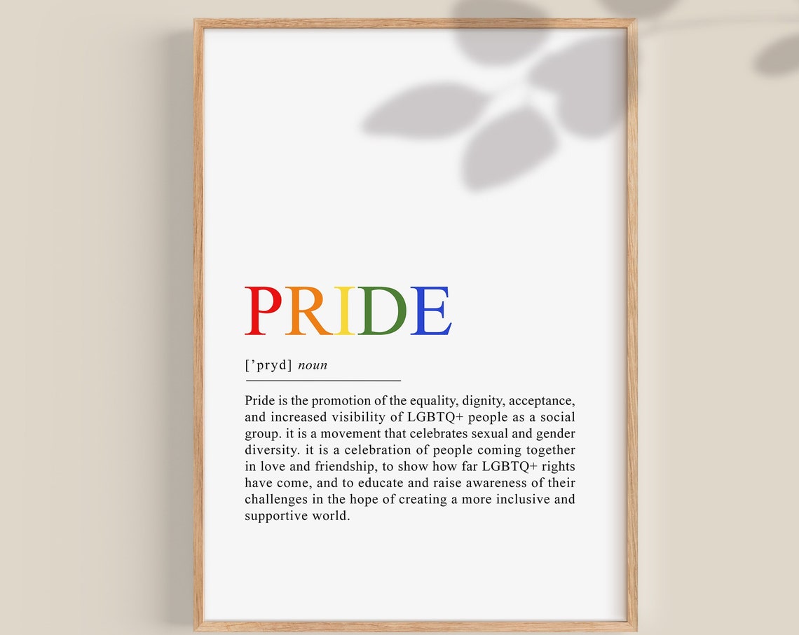 Pride Definition Rainbow LGBTQ Equality Celebration Word Art Print