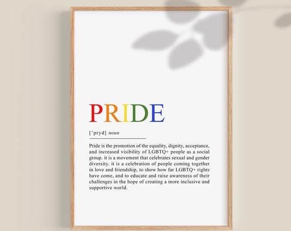 Pride Definition Poster Lgbtq Gay Pride Month College Dorm Decor Classroom Motivational Priints Lgbt Wall Art Pride Month Decor