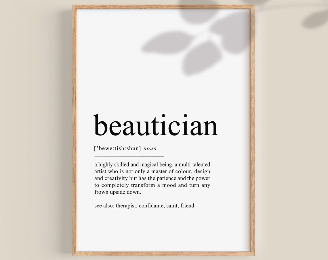 Beautician Definition Print, Beauty Salon Decor