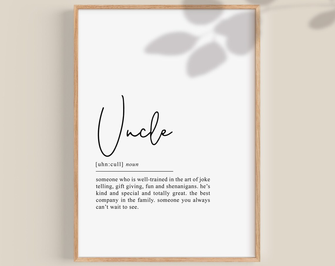 Uncle Definition Minimal Wall Art, Birthday Gift
