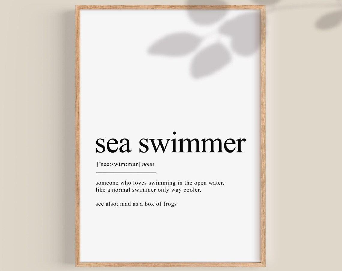 Sea Swimmer Definition Art Print, Gift For Her
