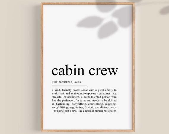 Cabin Crew Definition Typography Art Print